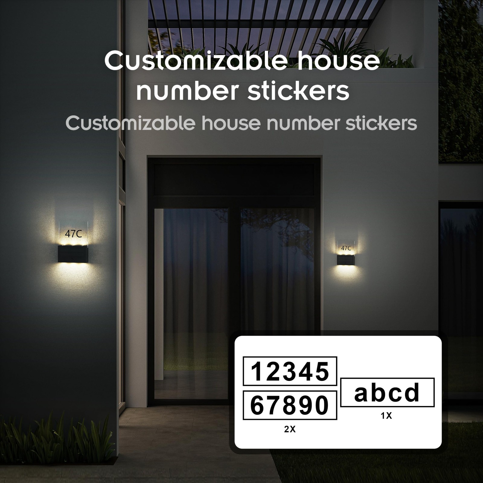 Solar House Number Light, Up/Down Design, 2025 Model, 1pack, Black