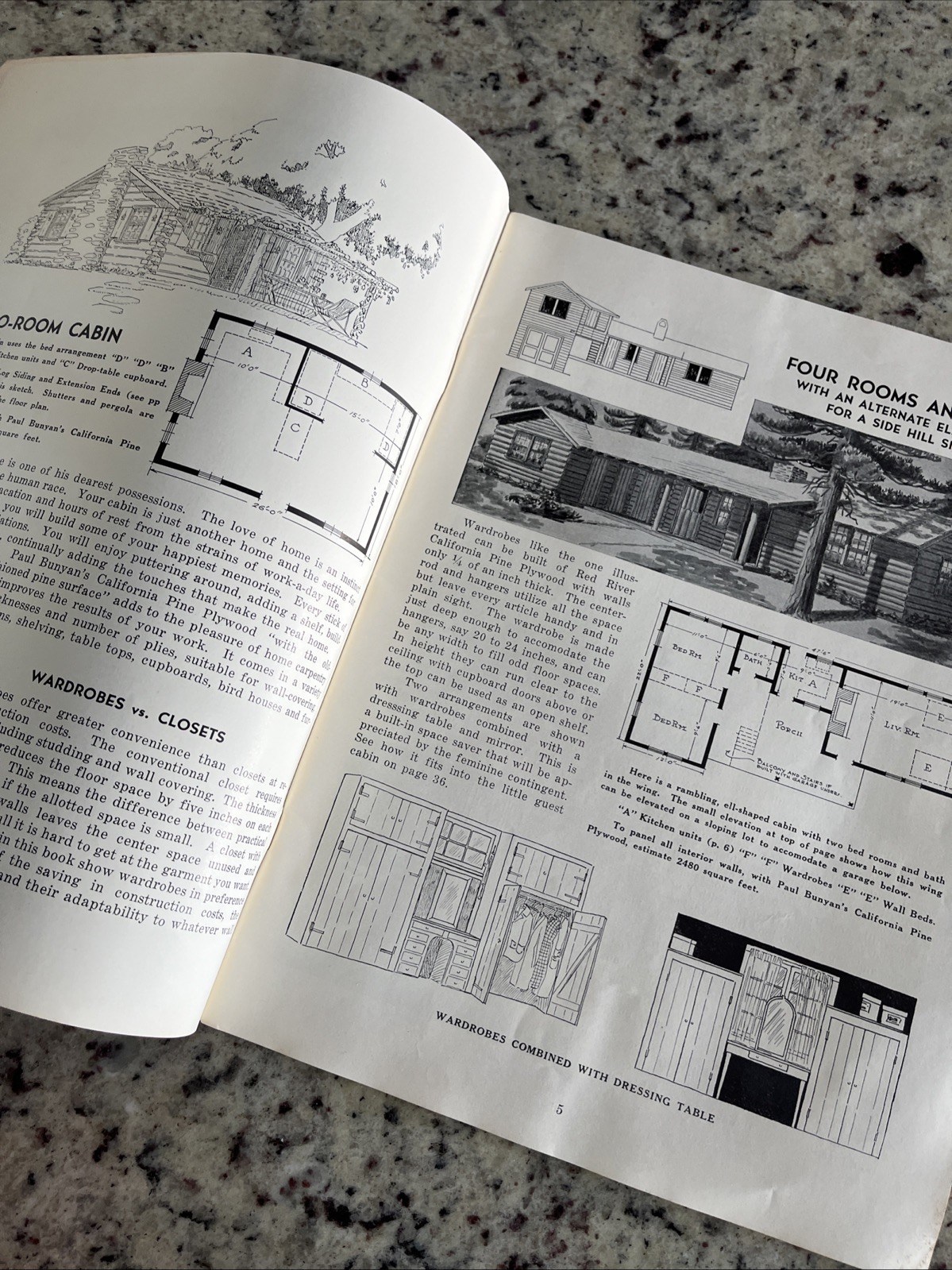 Vintage 1937 Paul Bunyan Log Cabin Plan Guide Cinder Cone Dance Hall Standish CA