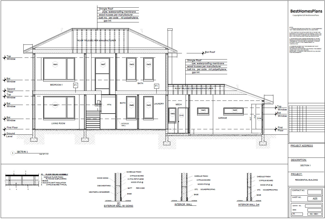 72’x42’ 3 Beds, 2 Baths Elegant Cottage Architectural Build Plans PDF Download.