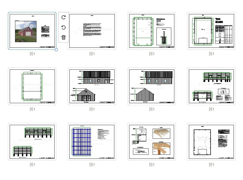 32′ x 48′ Post Framed Garage plans, Pole Barn Construction Blueprints