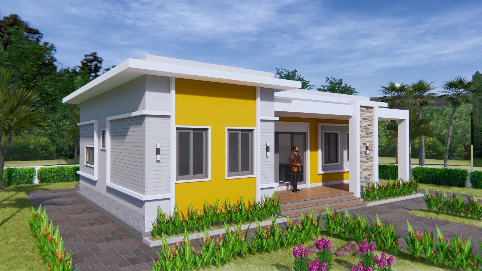 40×27 Feet House Plans 12×8 Meter 3 Beds 2 Baths Flat Roof (A4 Hard Copy)