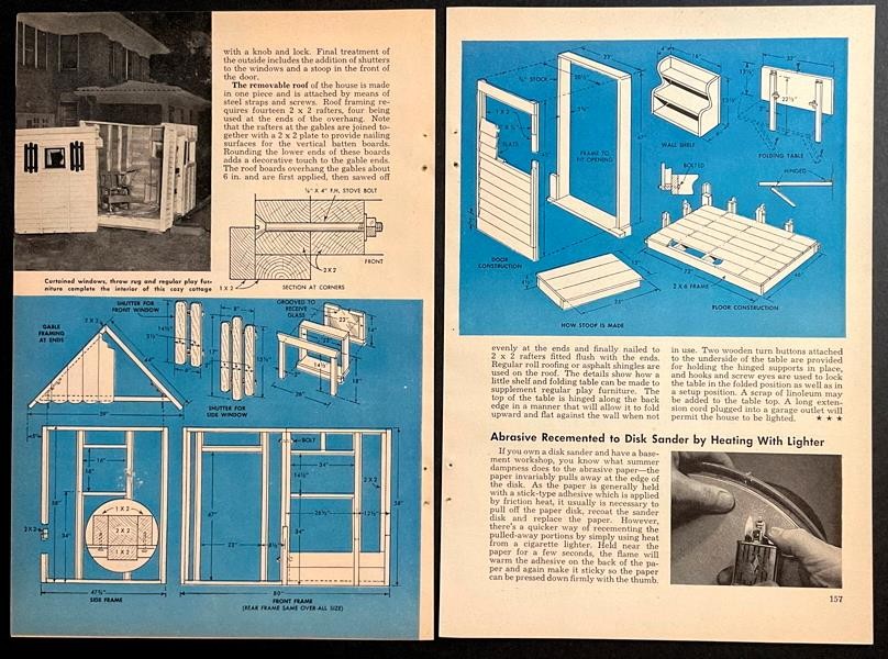 Small Playhouse 4’ x 6’ 8” 1952 HowTo Build PLANS Take-Apart design