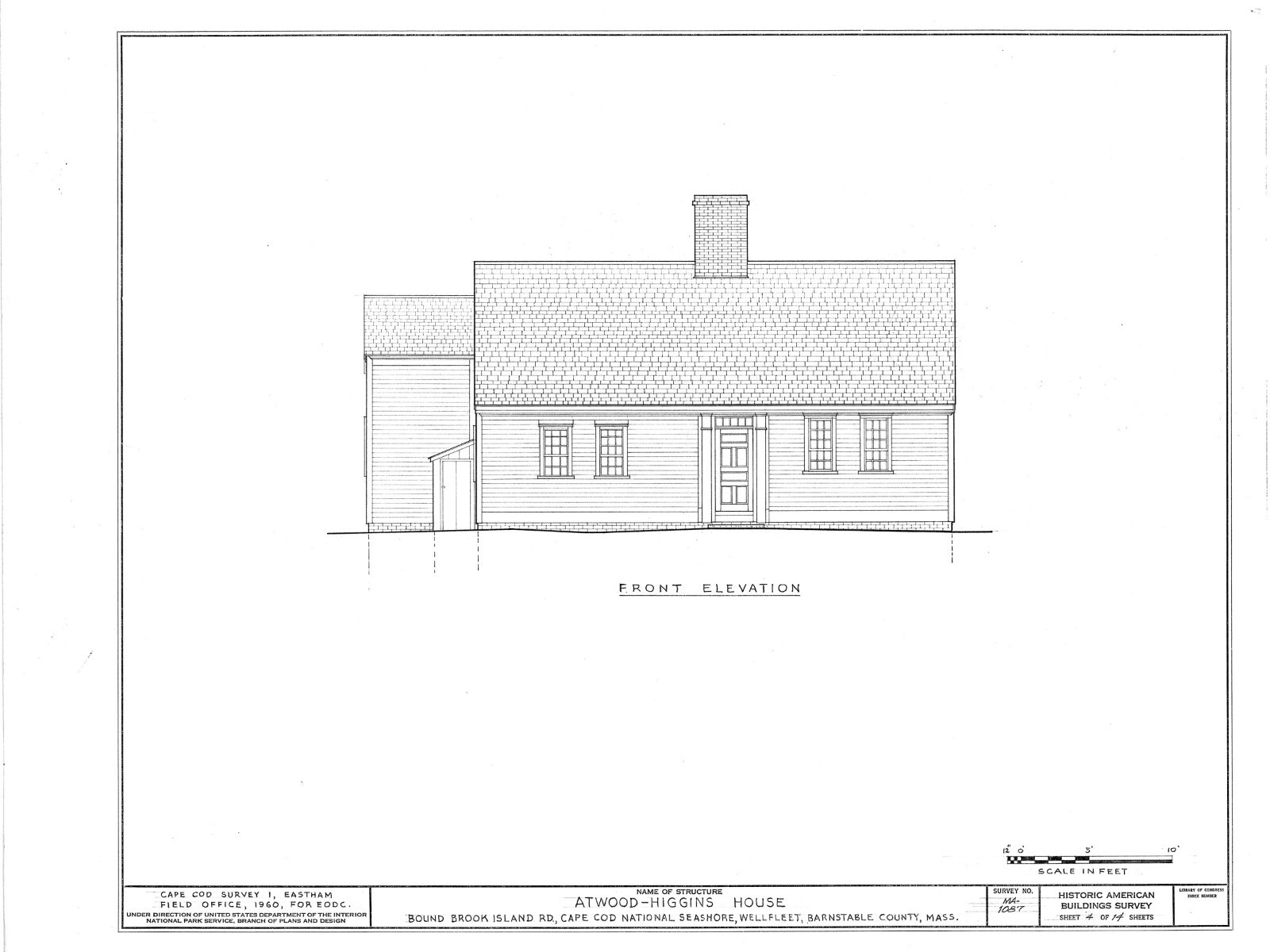 Cape Cod colonial house, 3 bedroom floor plan, architectural drawings & details