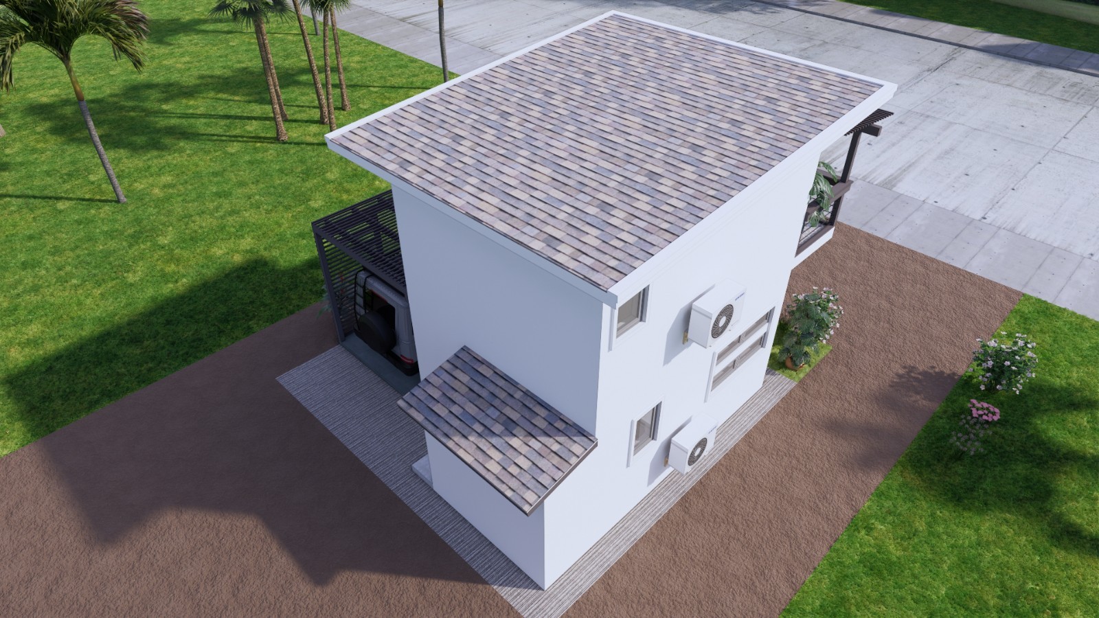 14×17 Feet Loft House Plan 4×5 Meter 1 Bed 1.5 Bath Shed Roof PDF & A4 Hard Copy