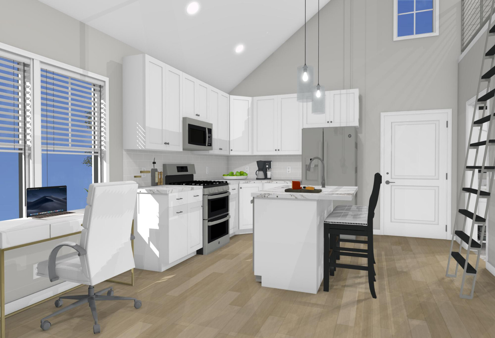 Garage Apartment (ADU) – 1 BR/1BA w/ Loft – Full House Plans, Blueprints #30010B