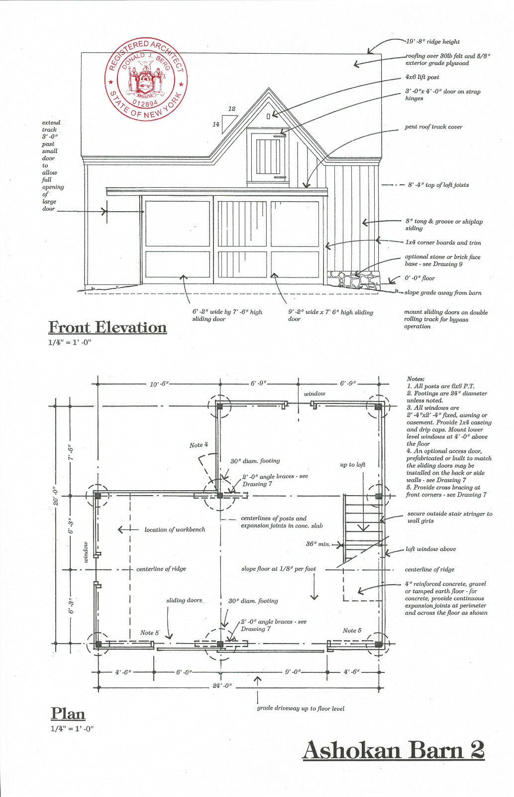 Mini Car Barn Plans with Lofts – 3 Different Sets of Pole-Barn Plans (G8)