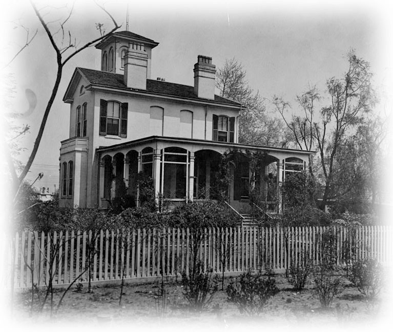 Italianate Victorian house, tower, porches, printed architectural drawings