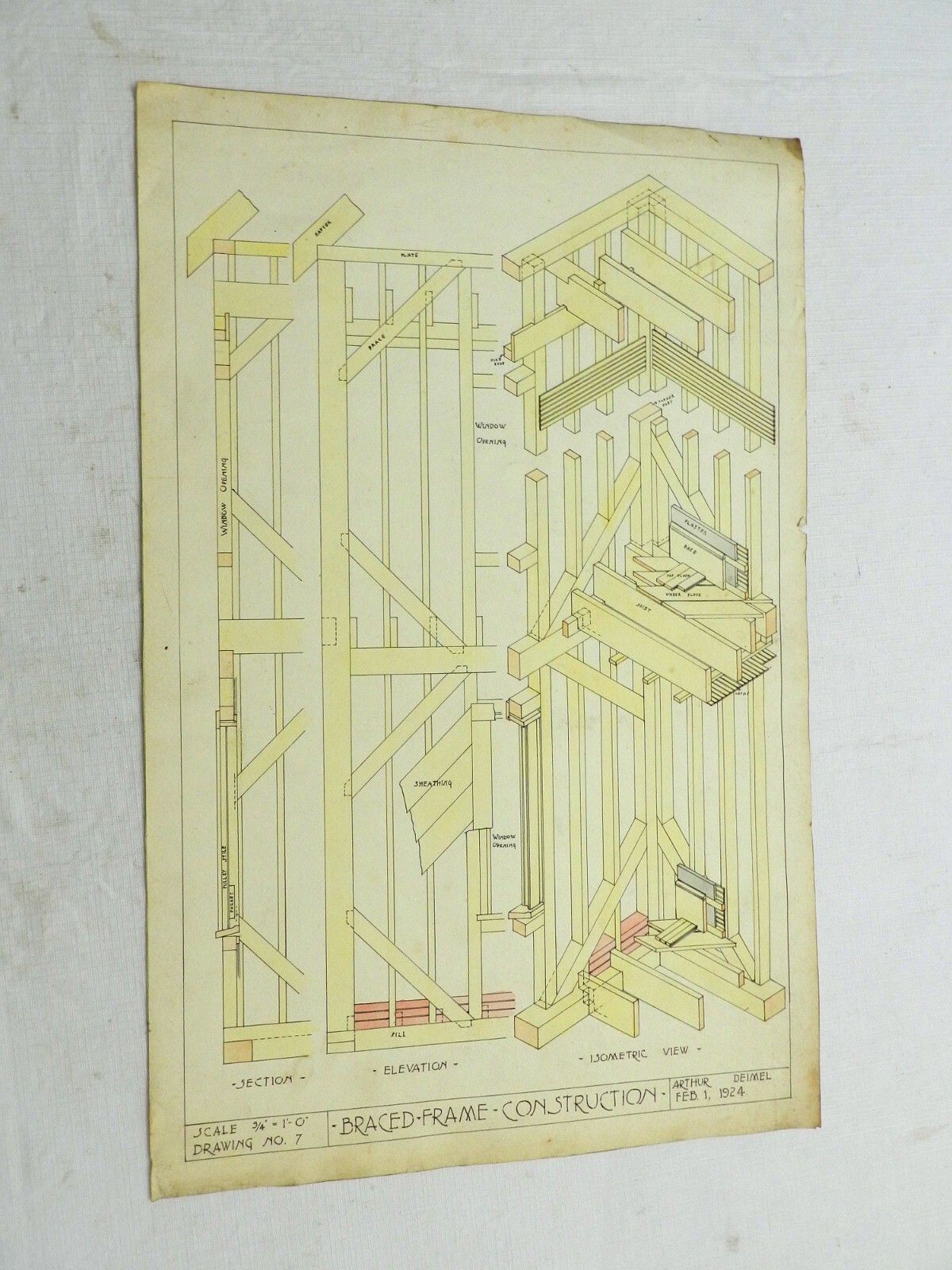 5 1923 Architectural Drawings of House Sections & Proposed Residence, 20″ x 13″