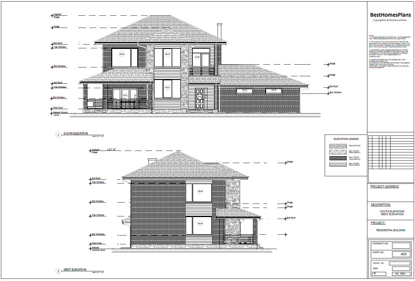 72’x42’ 3 Beds, 2 Baths Elegant Cottage Architectural Build Plans PDF Download.