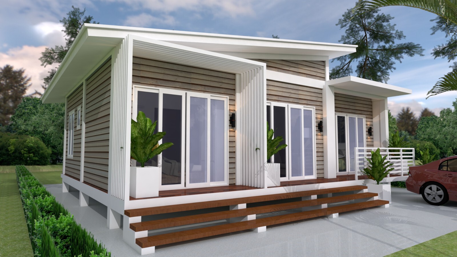 33×26 Feet House Plans 10×8 Meter 3 Beds 2 Baths Shed Roof (A4 Hard Copy)
