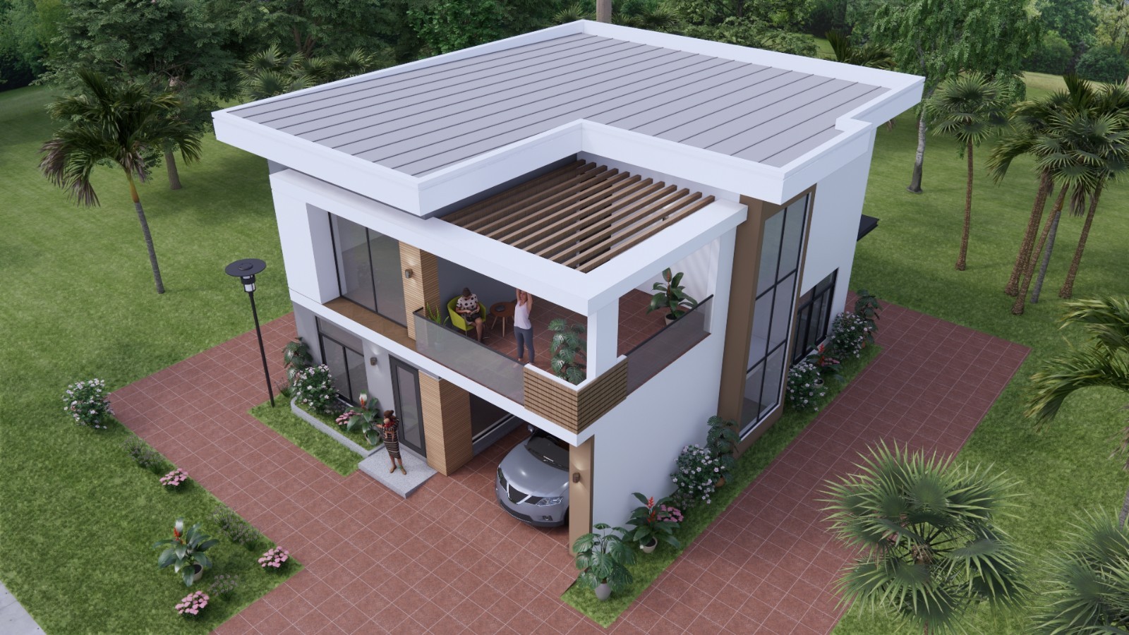 30×36 Ft House Plans 3d 9×11 Mt 4 Beds 4 Baths Hidden Roof CAD PDF &A4 Hard Copy