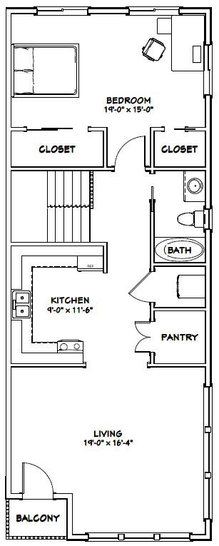 40×48 Apartment with 2-Car 1-RV Garage – PDF FloorPlan – 1,350 sqft – Model 2