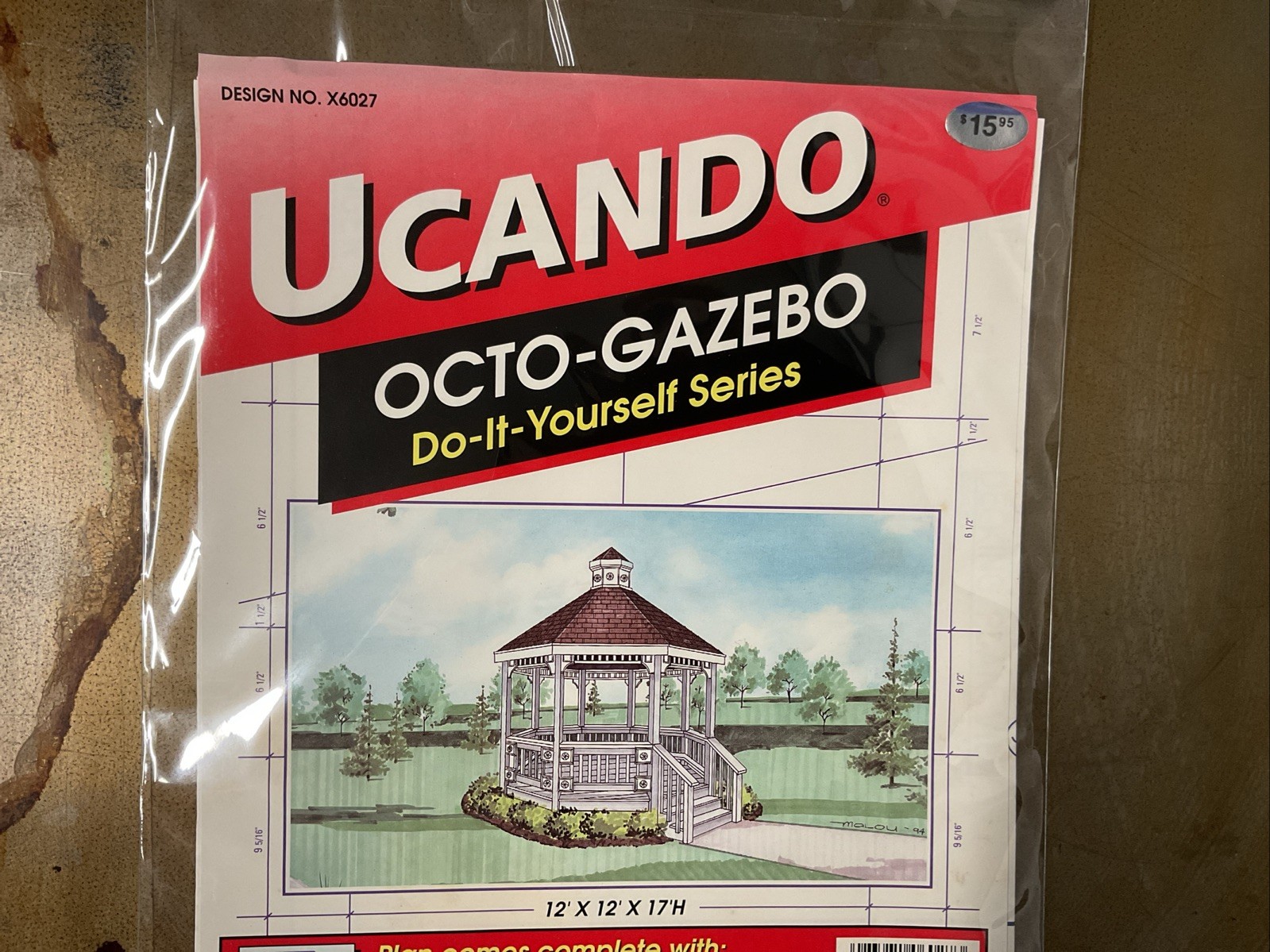 UCANDO X6027 12’X12’X17’H Gazebo Plans Rebagged With Material List NOS