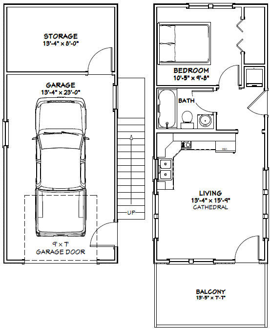 14×32 Tiny House — 567 sq ft — PDF FloorPlan — Model 7A