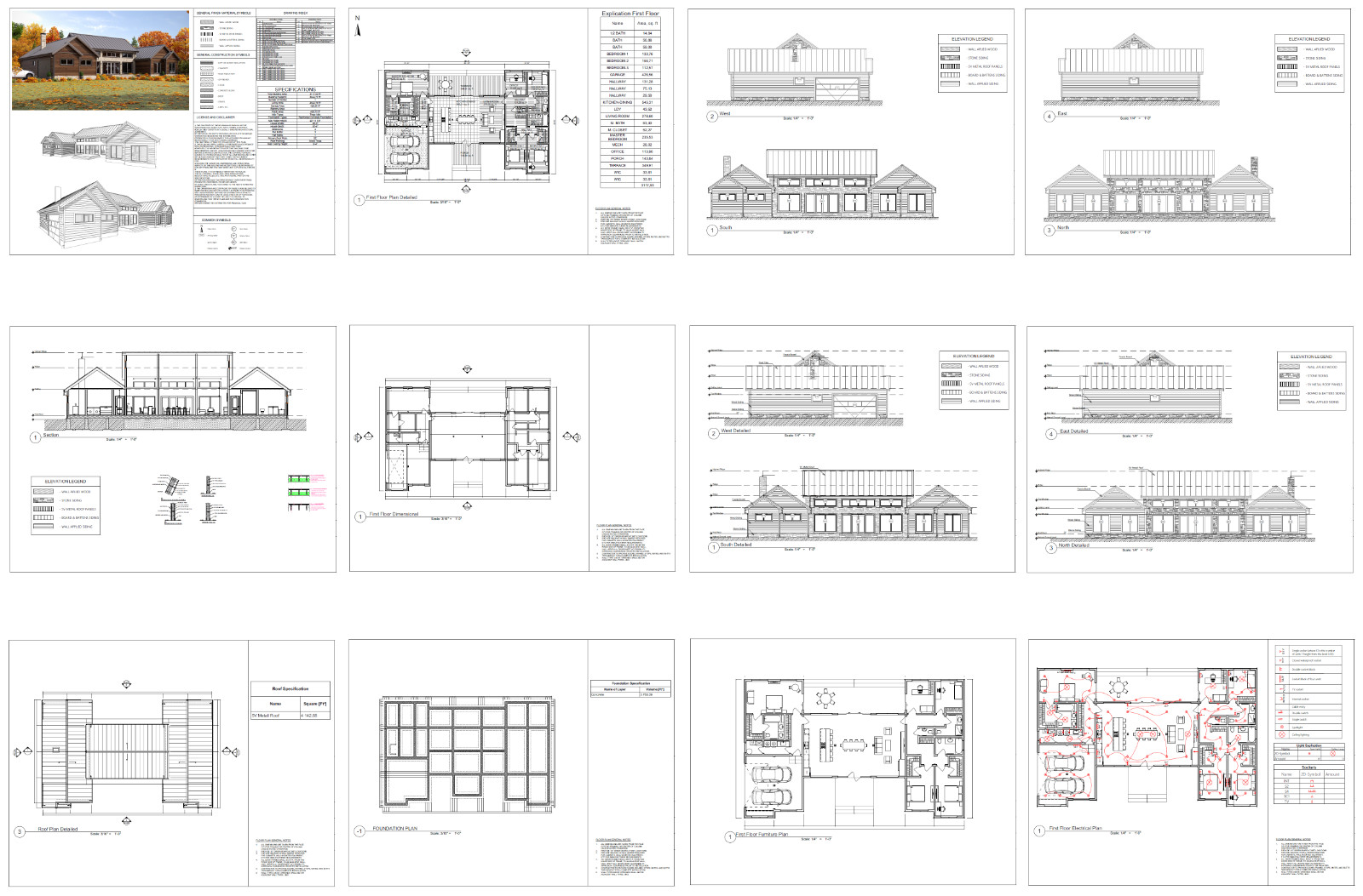 Mill Farm Loft House 4 Bed, 3.5 Bath Architectural Build Plans PDF Download