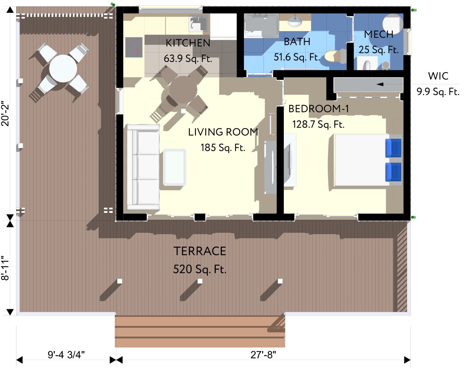 Cozy Charming Tiny House 2 Bed, 1 Bath Architectural Build Plans PDF Download