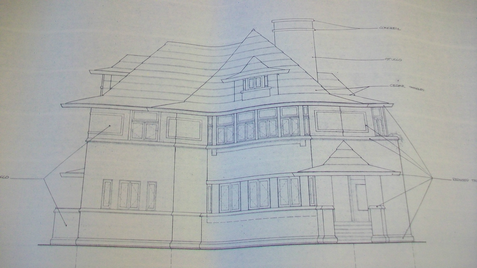 HILLS-DECARO FRANK LLOYD WRIGHT HOUSE, SET OF RESTORATION BLUEPRINTS from 1976