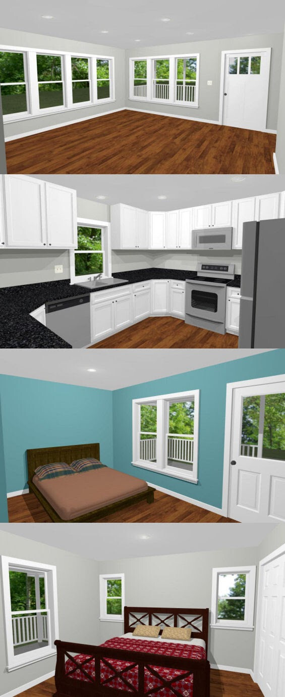 28×32 House — 2 Bedroom 1 Bath — 895 sq ft — PDF Floor Plan — Model 1G