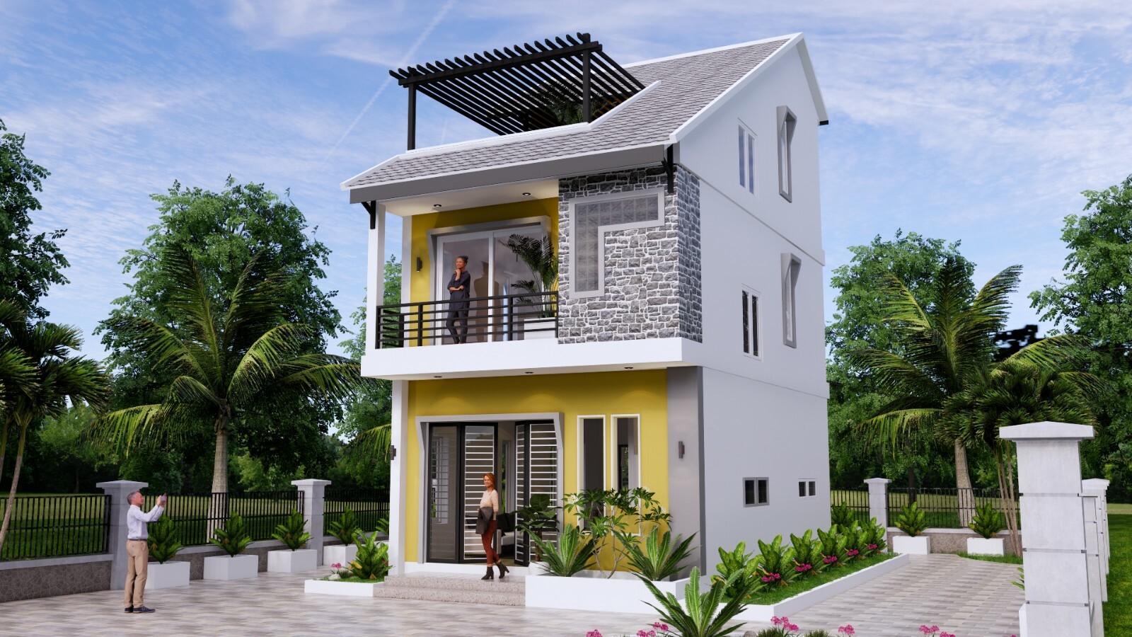 Small House Design 5.5×8 Meter 18×26 Feet 3 Beds 4 Baths Gable Roof A4 Hard Copy