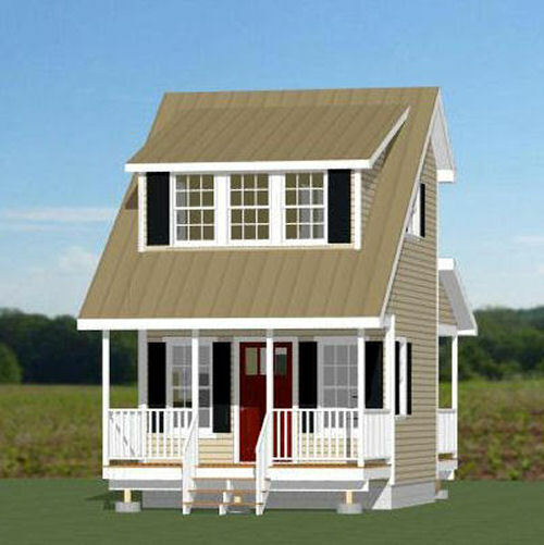 14×14 Tiny House — 399 sq ft — PDF FloorPlan — Model 1A
