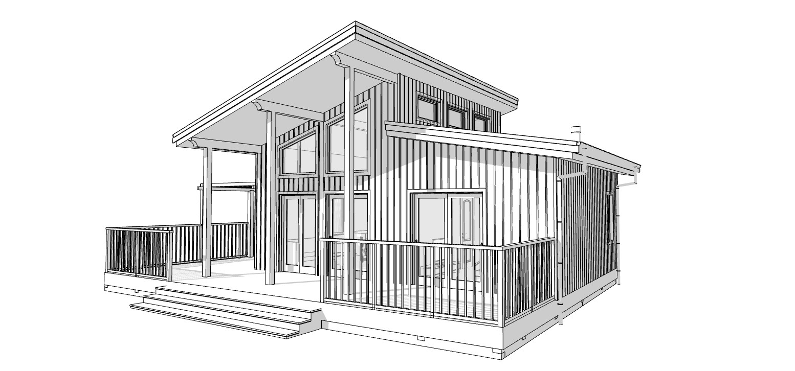 Cozy Charming Tiny House 2 Bed, 1 Bath Architectural Build Plans PDF Download