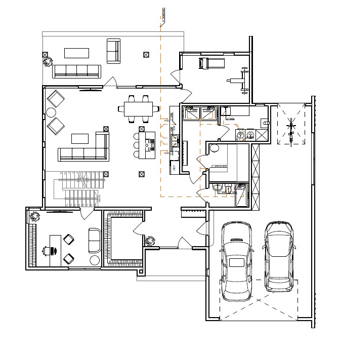 60’x60′ 3 Beds, 3.5 Baths Hi-tech Style Architectural Build Plans PDF.