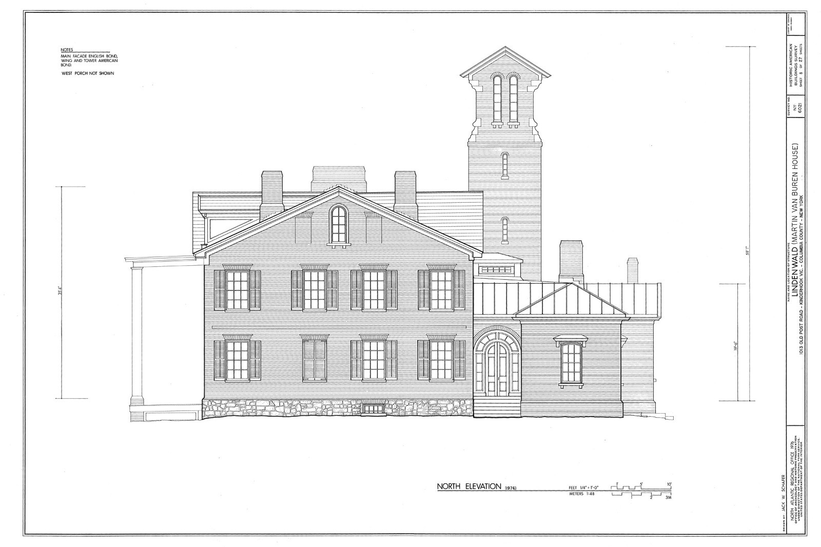 Italianate Victorian home of President van Buren, detailed architectural plans