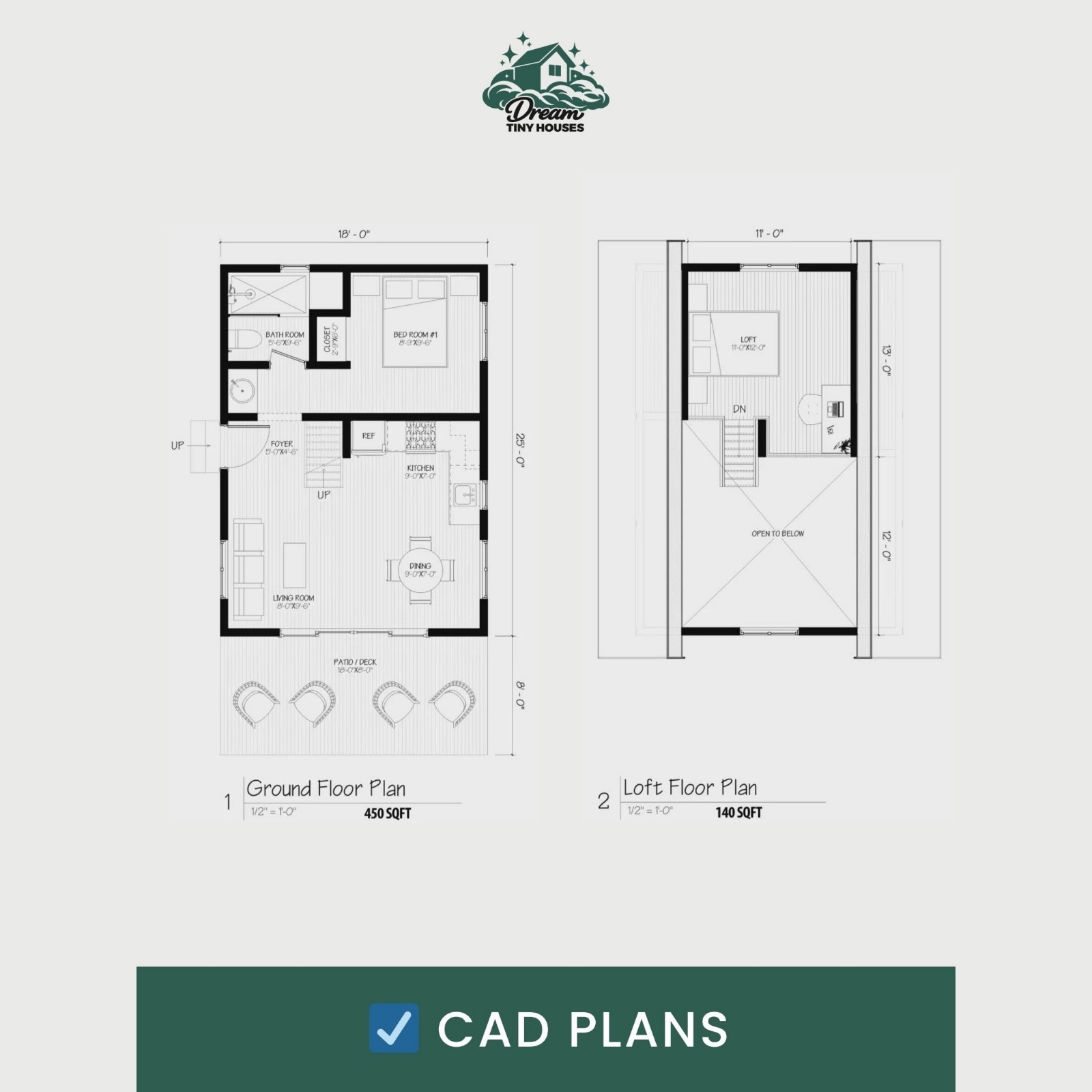 The Auberge Tiny House Blueprint Set (CAD File + Materials List)