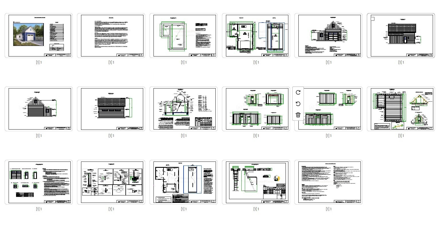 1-Car Garage plan with Storage and Loft, Gable Garage Architectural Blueprint