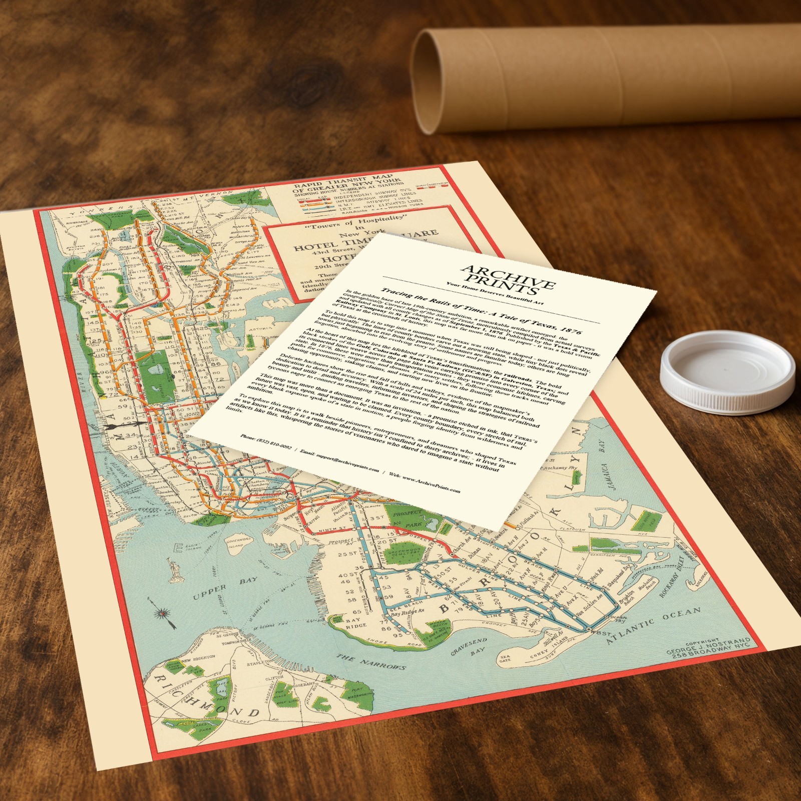 Rapid Transit Map of Greater New York Vintage Subway Rail Map Wall Art