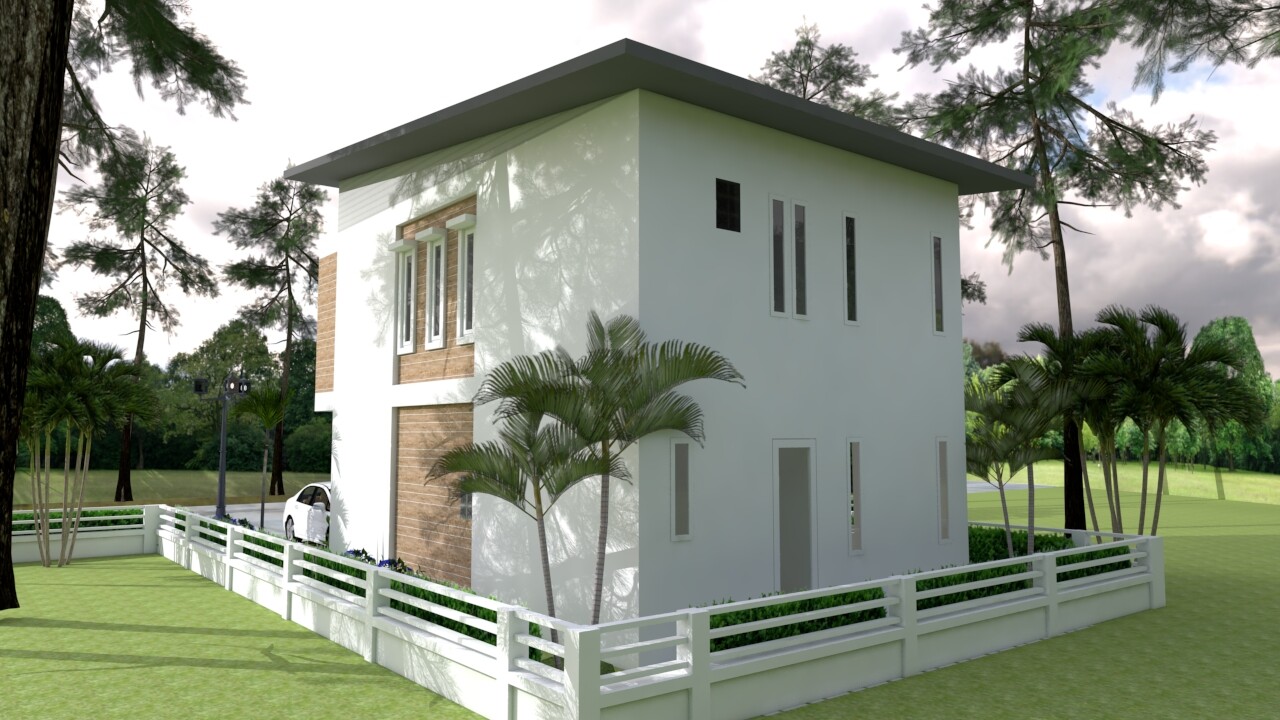 Small House Plan 20×30 Feet 6×9 Meter 3 Beds 3 Baths Shed Roof (A4 Hard Copy)