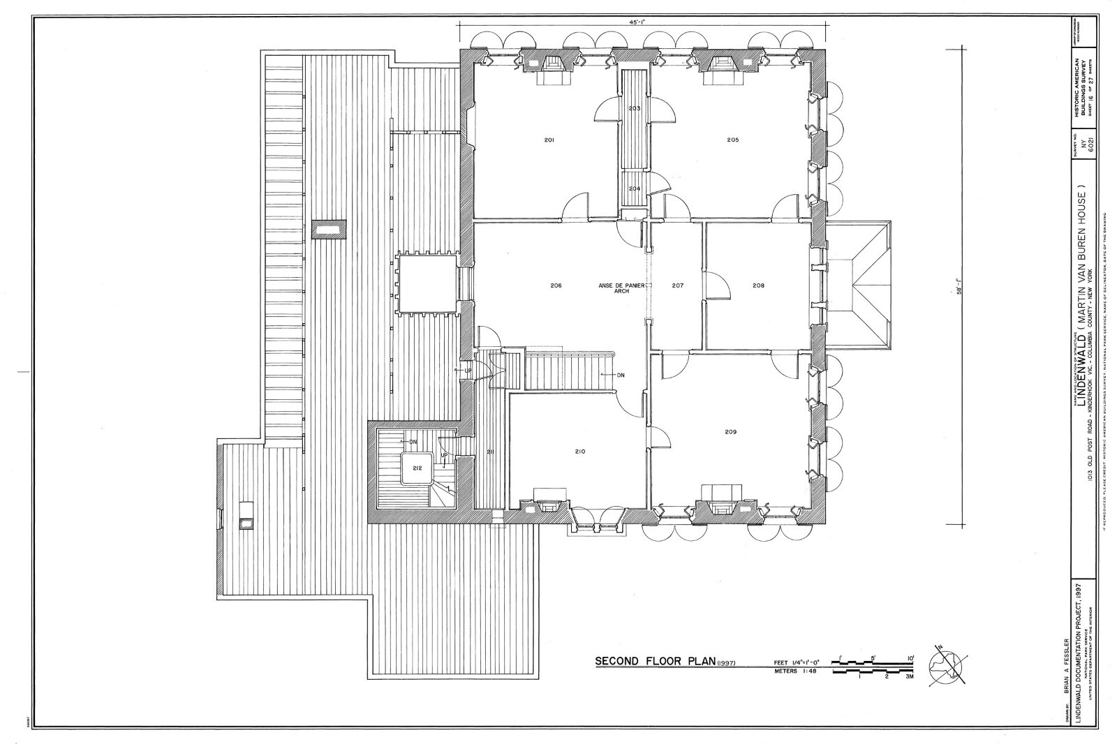 Italianate Victorian home of President van Buren, detailed architectural plans