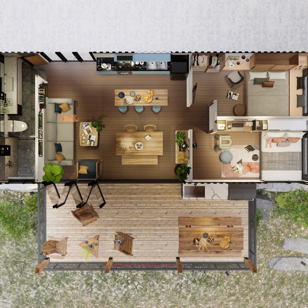 Container house plans – 2 bedrooms – 1 bathroom – Digital PDF File