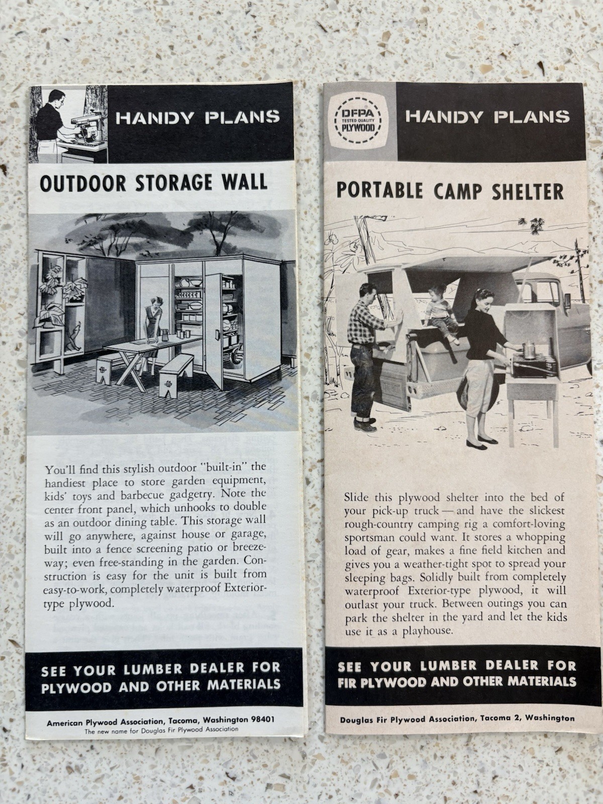1950’s-60’s Lumber Store Handouts For Plywood Projects – Blueprints – Lot Of 14