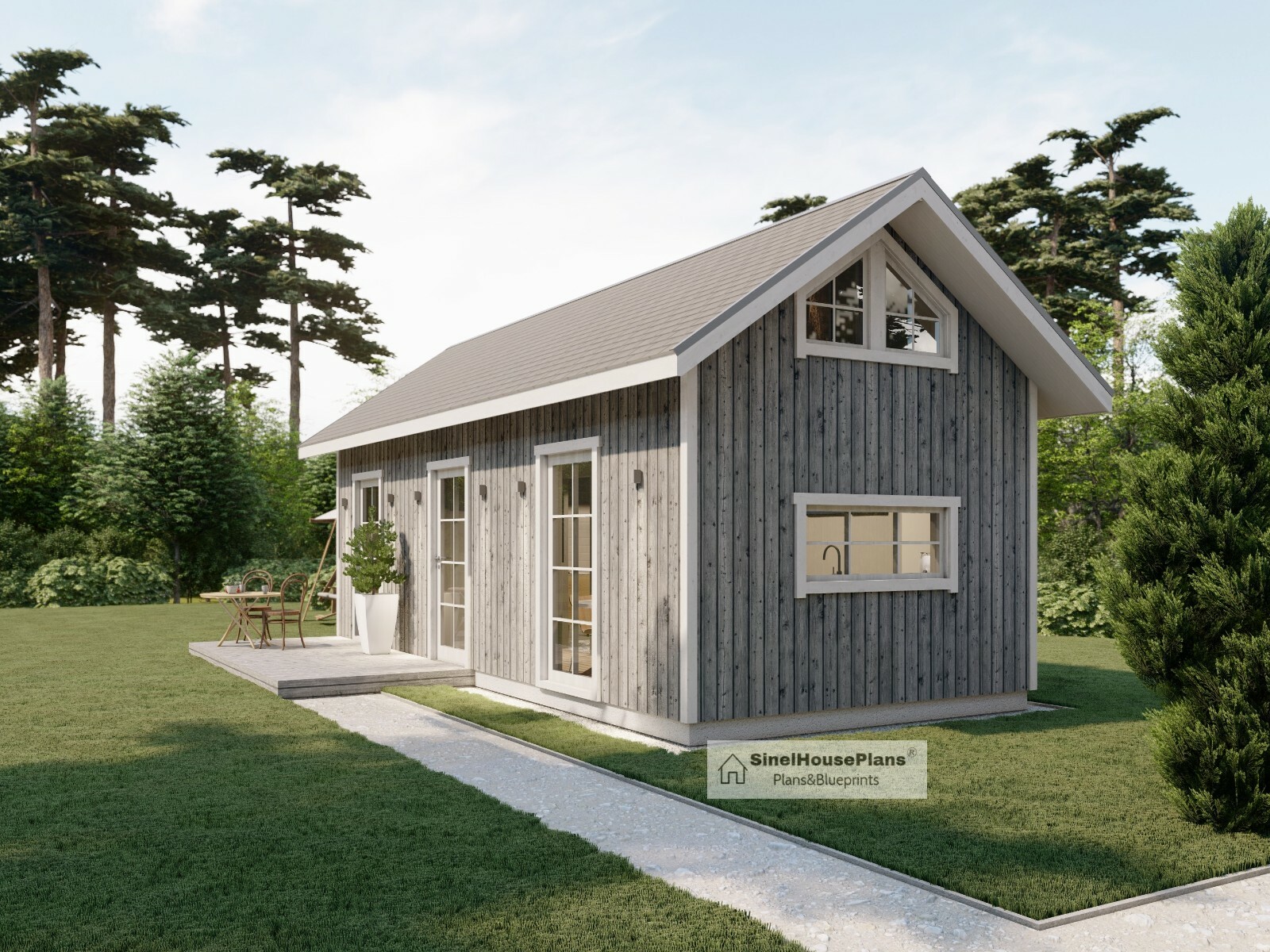 12’x28′ Cabin House Plans / Two-Bedroom Tiny house with Loft / 455 SF Building