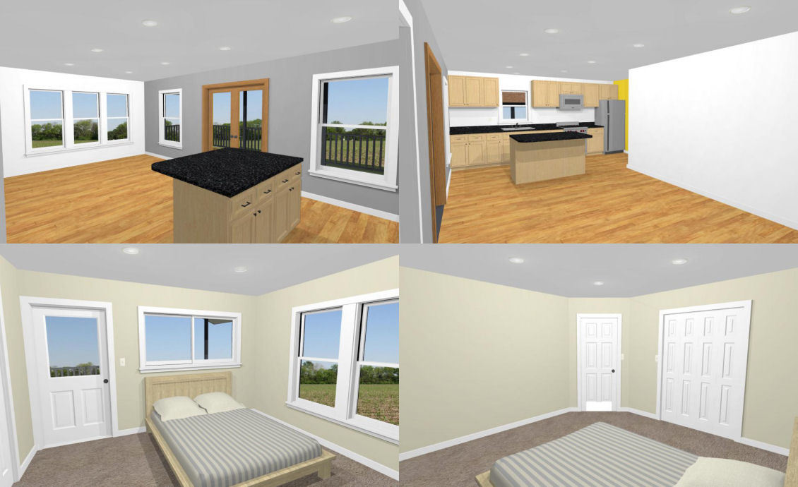 24×32 House with RV port — 1 Br 1.5 Ba — 830 sqft — PDF Floor Plan — Model 9