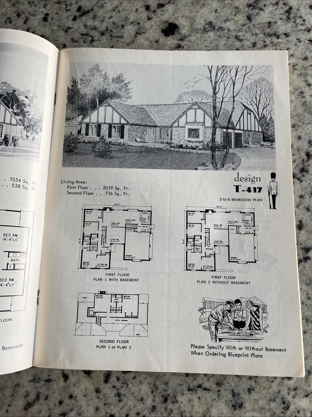 Vintage 1972 MCM Spanish Tudor Home Plans Design Catalog Blueprints Ranch Split