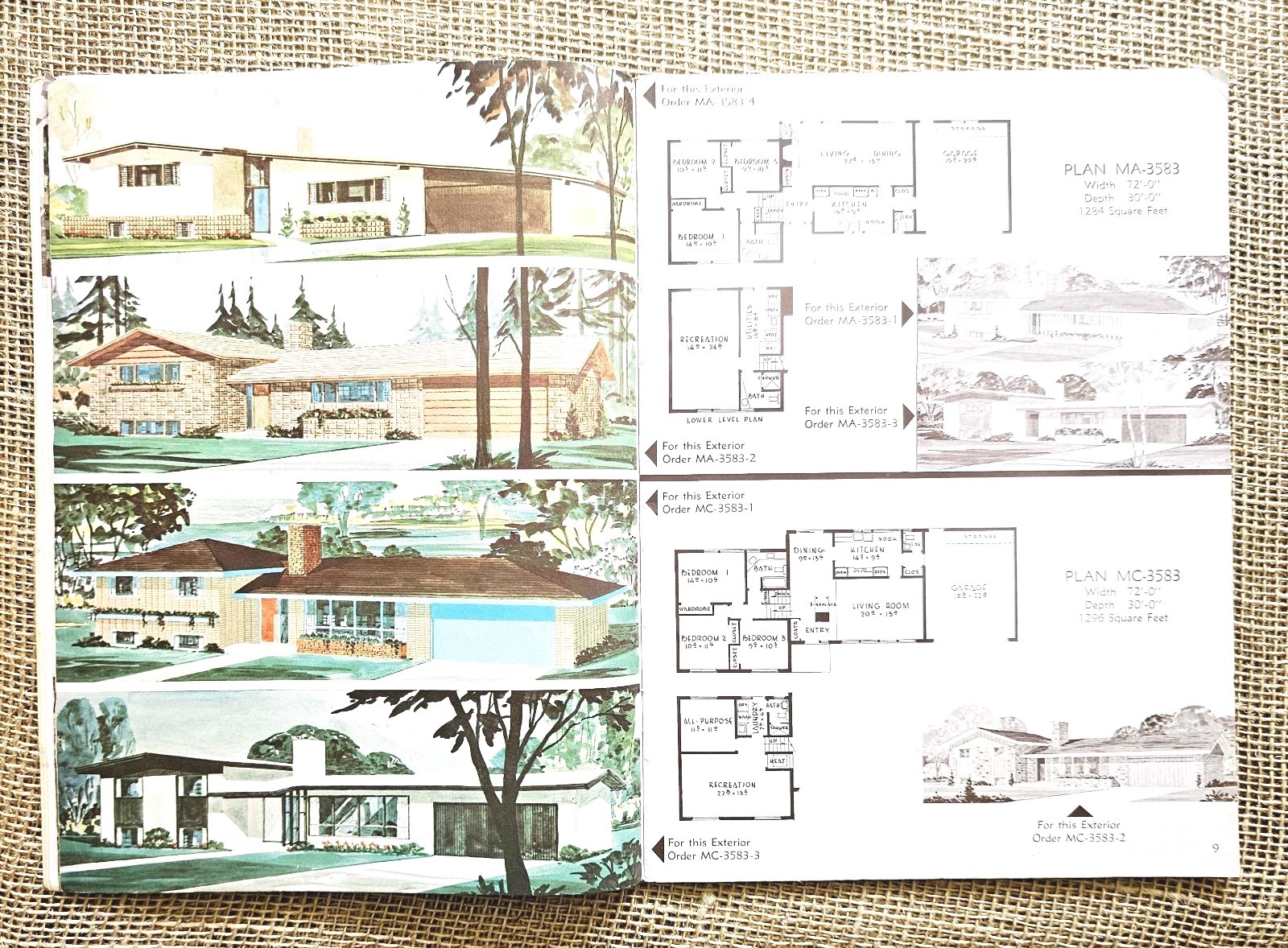 1959 Block Masonry Home Building Plan Service Floor Plan Book Portland