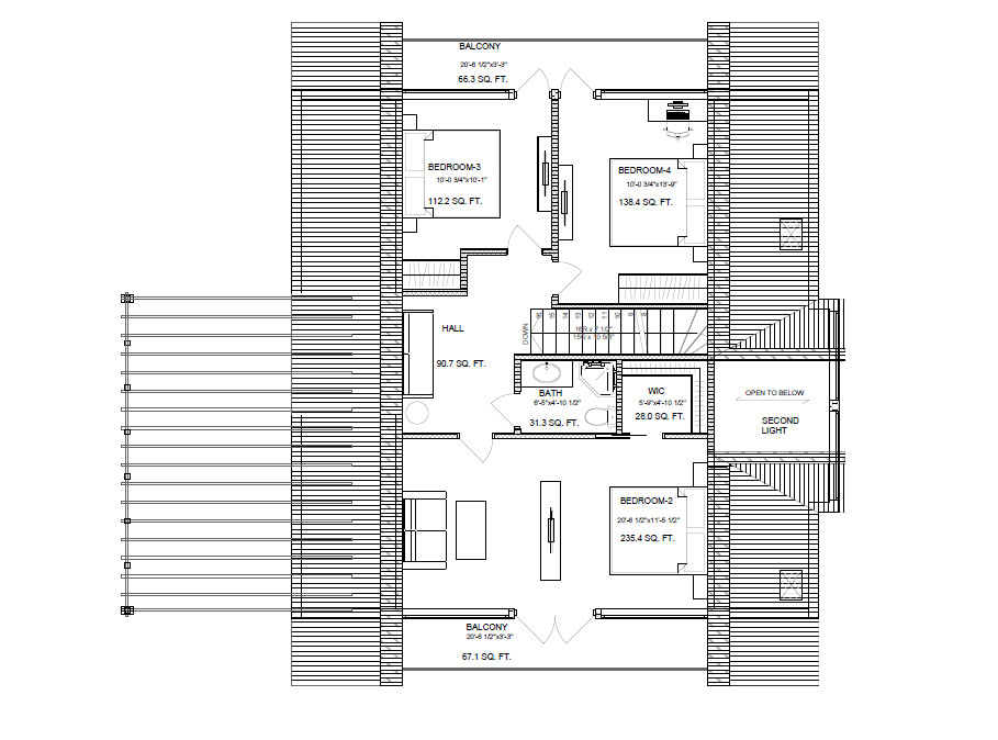 45’x57’ 4 Beds, 2 Baths A-Frame Cabin Architectural Build Plans PDF.