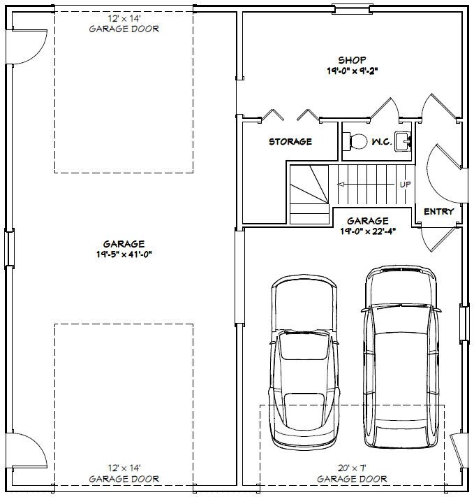 40×42 Apartment with 2-Car 1-RV Garage – PDF FloorPlan – 1,153 sqft – Model 1A