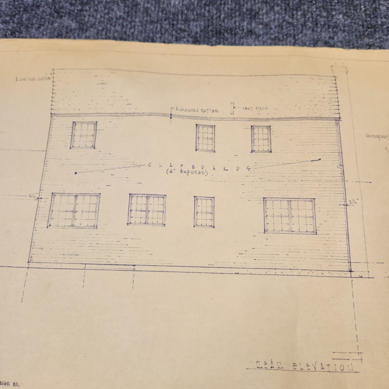 Vintage House Blueprint 33×17 1964 Mid Century Modern Drawing Art Glen Ellyn IL