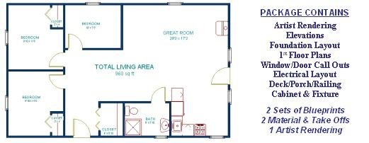 24×40 Deluxe Cabin Plans Package, Blueprints, Material List