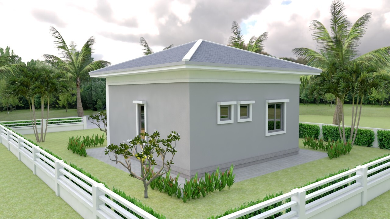 21×21 Feet Tiny House Plans 6.5×6.5 Meter 1 Bed 1 Bath Hip Roof (A4 Hard Copy)