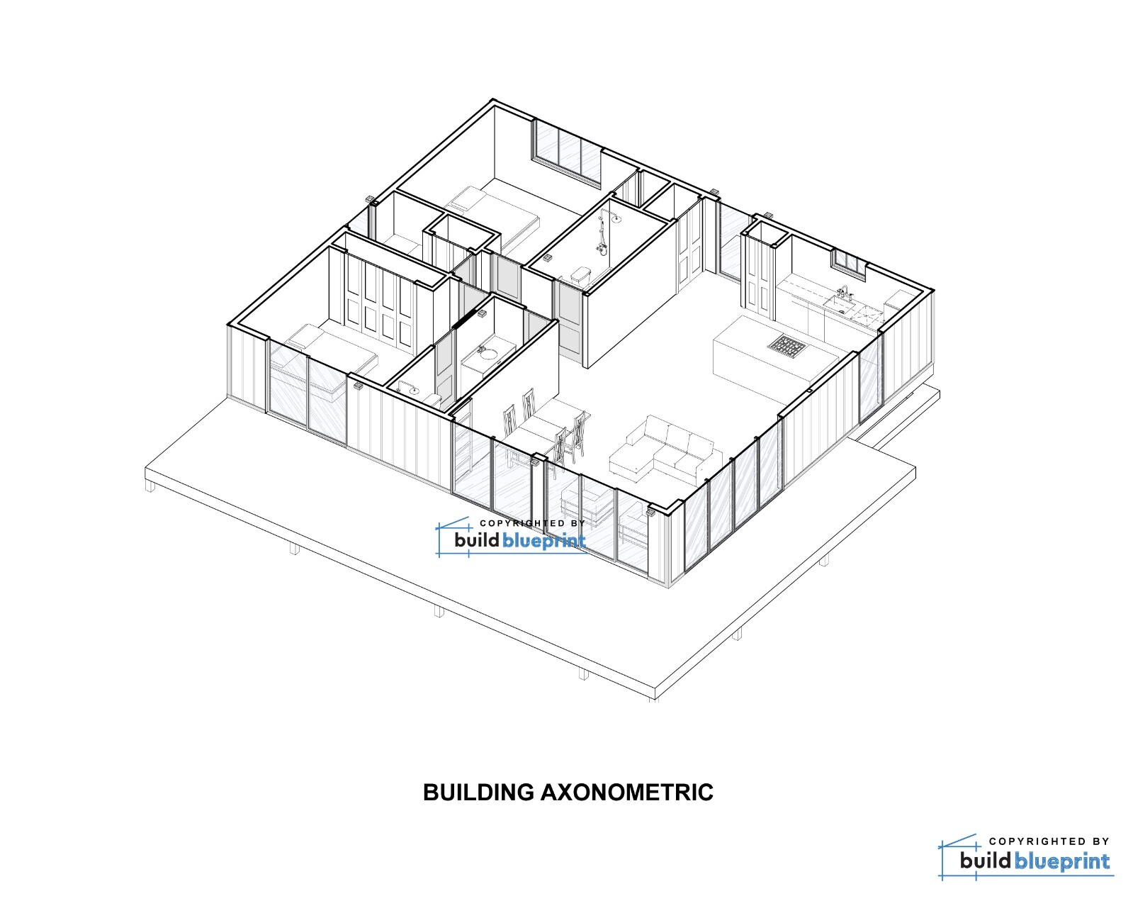 32×38 Modern Lean Cabin Custom Architectural Plans 1216SF – PDF Download