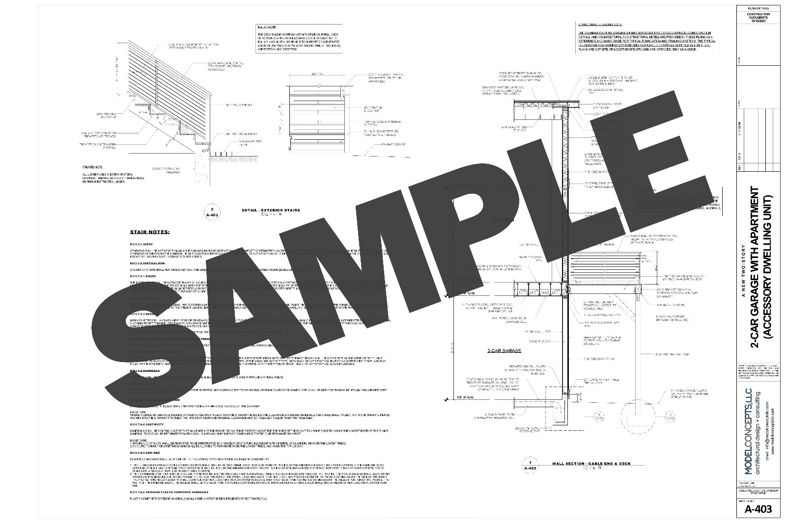 Garage Apartment (ADU) – 1 BR/1BA w/ Loft – Full House Plans, Blueprints #30010B
