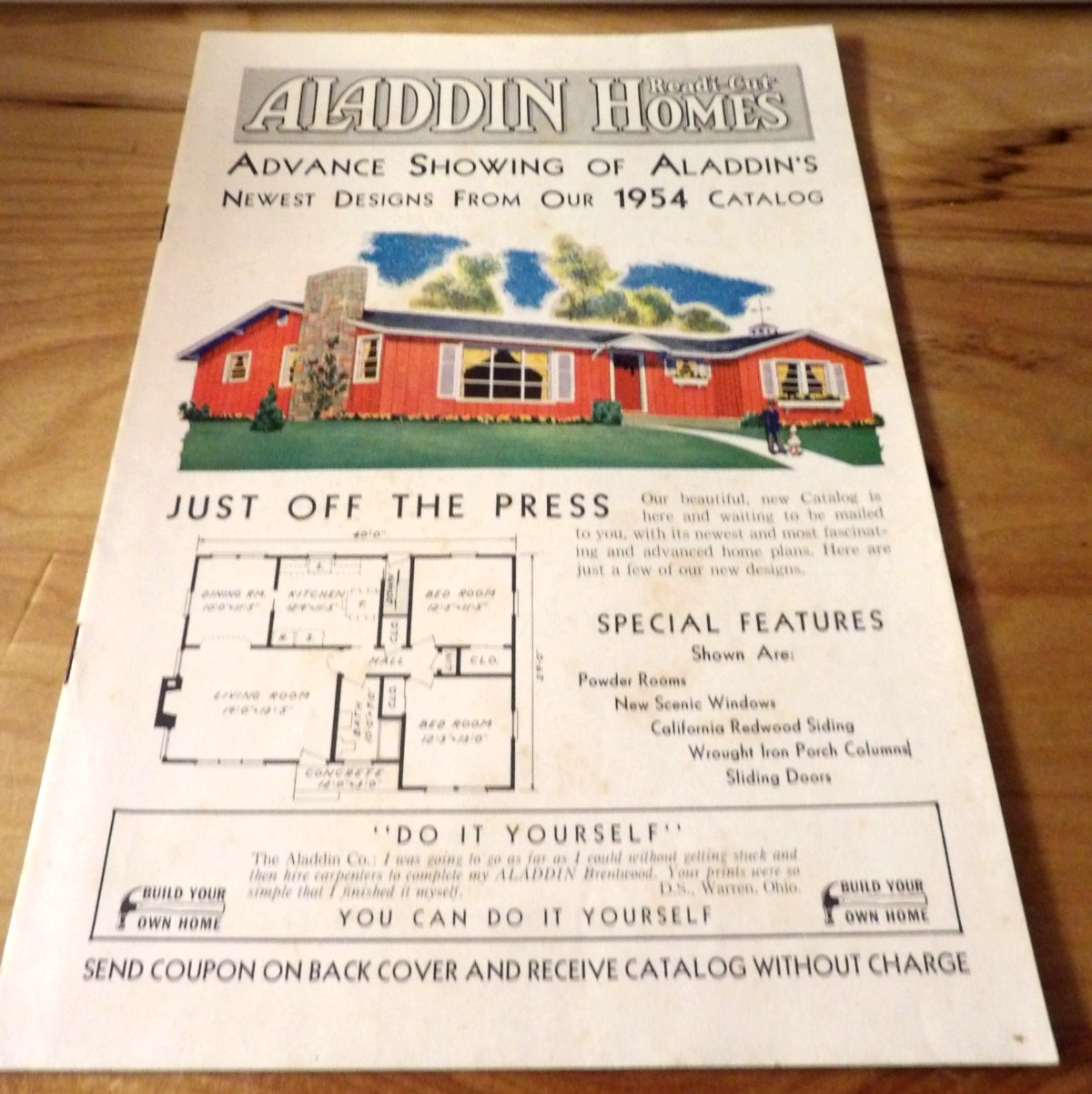 MCM 1954 Aladdin Home Plans Catalog Advance Showing Readi-Cut Architecture 16pgs