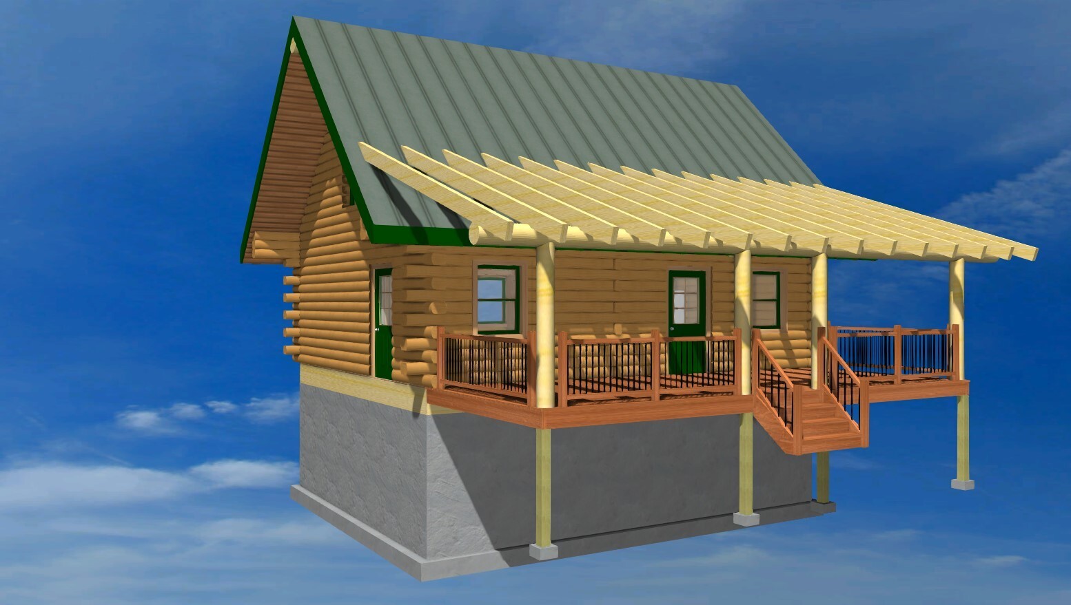16′ x 30′ White Pine D-Log Cabin with Porch Package – WHOLESALE Price