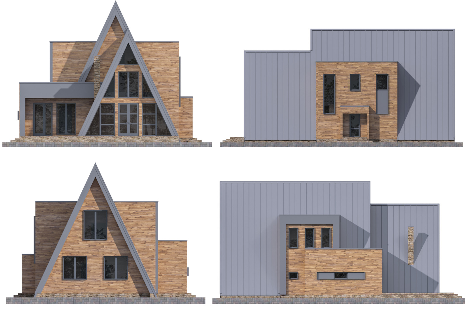 41’x66’ 4 Bedroom, 3 Baths Modern A-Frame Cabin Architecture Plans PDF Download.