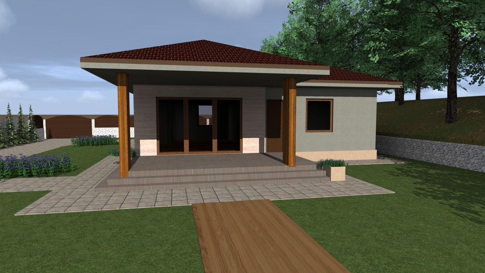 Small Modern 2 Bedroom 1 Bathroom House Floor Plan Blueprints, 1054SQFT/98m2