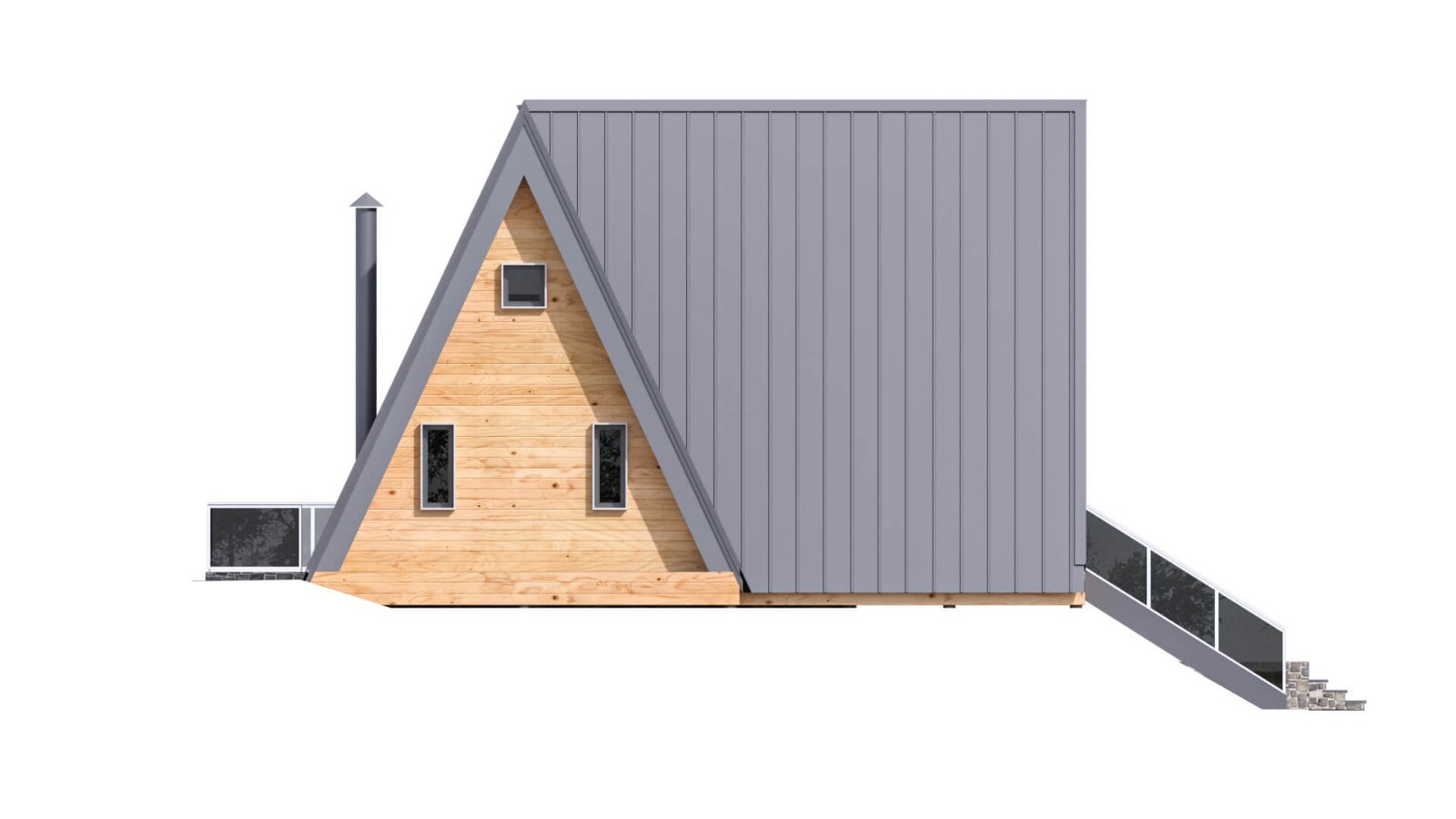 42’x49’ 2 Beds 1 Bath Small A-Frame Cabin Architectural Build Plans PDF Download